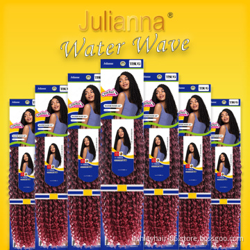 Julianna passion twit pink blue cheuveux long 18inch pre bohemian ombre extensions water wave crochet braid passion twist hair